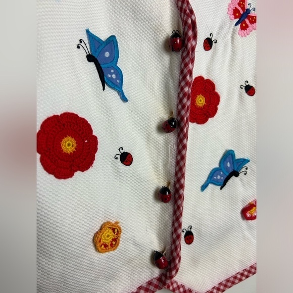 Eagle’s Eye Collection VTG  Fairy Y2K  Lady Bug Embroidery Grandmacore Vest M - Picture 4 of 16